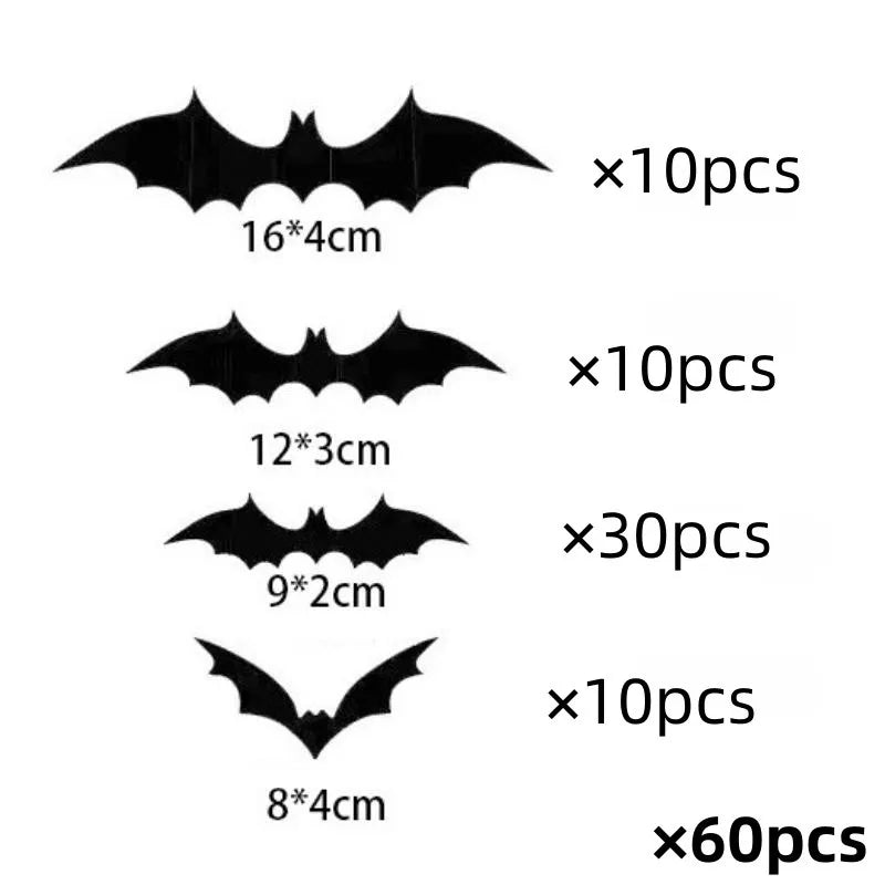 3D Bat Decor Halloween Purple Light/No Light Wall Sticker Bat Night Light for Halloween Party Scare Decoration Festive Supplies