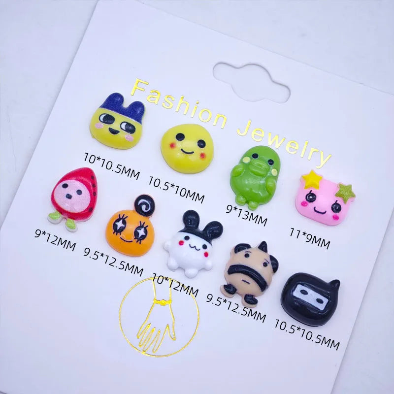 20Pcs Resin Mini tamagotchi gogo Nail charm Art Flatback acrylic Figurines DIY Miniatures Decor Craft