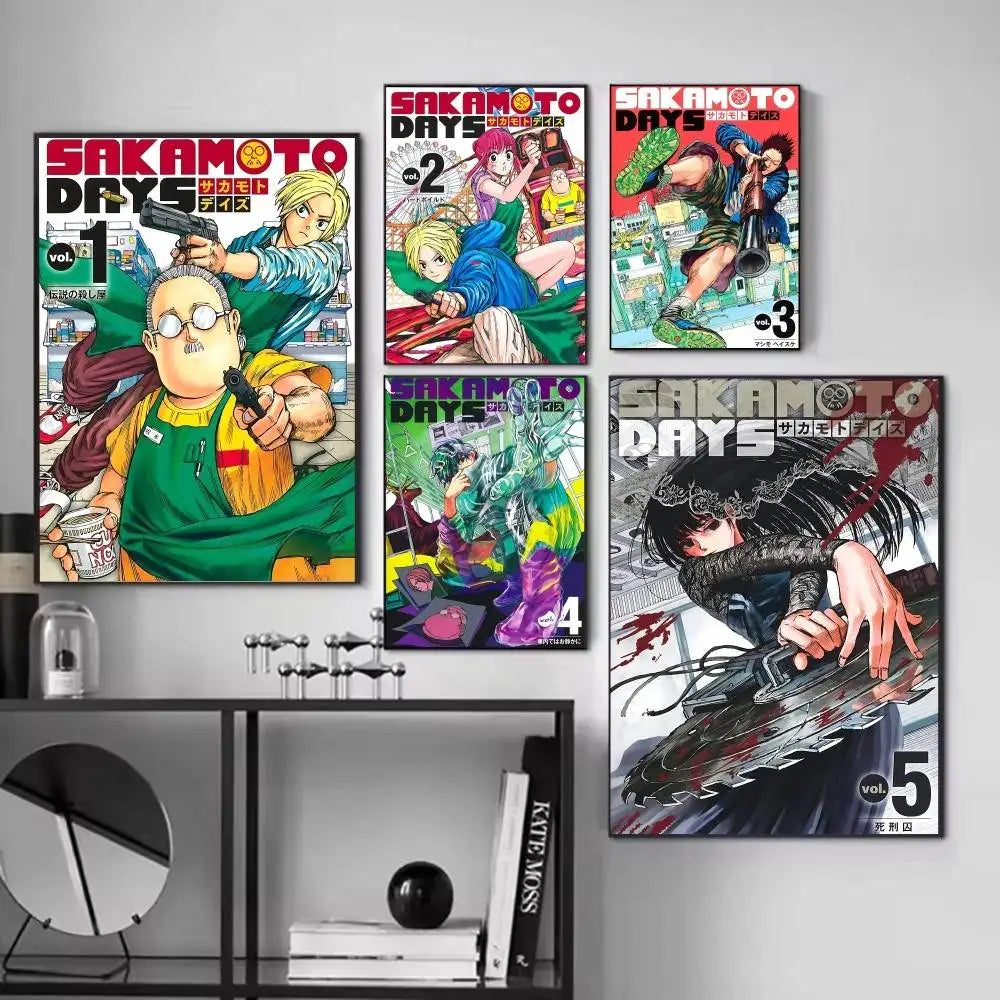 Popular Japanese Anime S-SAKAMOTO D-DAYS Manga Posters Fancy Wall Sticker for Living Room Bar Decoration Wall Decor